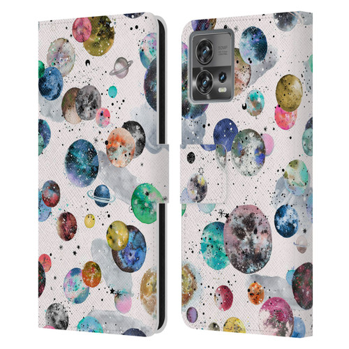 Ninola Colourful Patterns Space Planets White Leather Book Wallet Case Cover For Motorola Moto Edge 30 Fusion