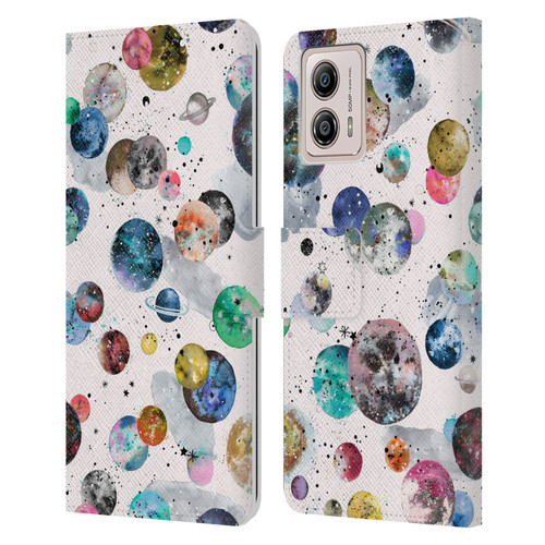 Ninola Colourful Patterns Space Planets White Leather Book Wallet Case Cover For Motorola Moto G53 5G