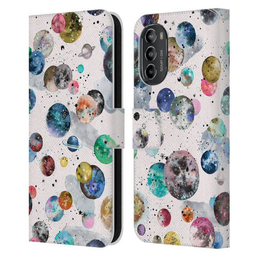 Ninola Colourful Patterns Space Planets White Leather Book Wallet Case Cover For Motorola Moto G82 5G