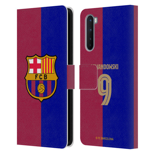 FC Barcelona 2024/25 Players Home Kit Robert Lewandowski Leather Book Wallet Case Cover For OnePlus Nord 5G