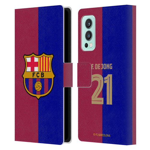 FC Barcelona 2024/25 Players Home Kit Frenkie de Jong Leather Book Wallet Case Cover For OnePlus Nord 2 5G