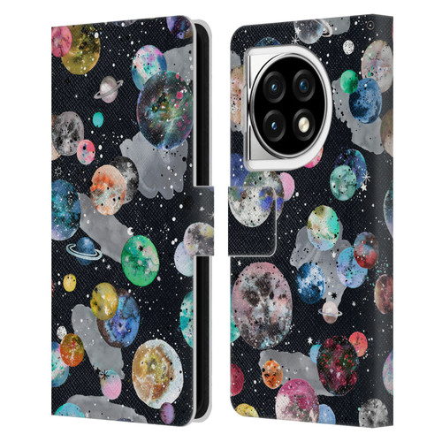 Ninola Colourful Patterns Space Planets Black Leather Book Wallet Case Cover For OPPO OnePlus Ace 3 5G