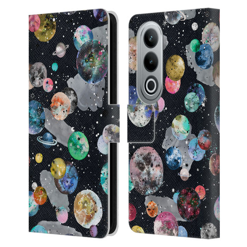 Ninola Colourful Patterns Space Planets Black Leather Book Wallet Case Cover For OPPO OnePlus Ace 3V 5G