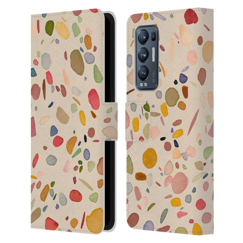 Ninola Colourful Patterns Terrazzo Leather Book Wallet Case Cover For OPPO Find X3 Neo / Reno5 Pro+ 5G