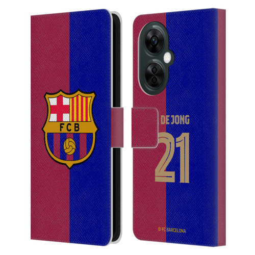 FC Barcelona 2024/25 Players Home Kit Frenkie de Jong Leather Book Wallet Case Cover For OnePlus Nord CE 3 Lite 5G