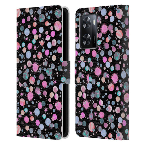 Ninola Colourful Patterns Space Planets Pink Leather Book Wallet Case Cover For OPPO A57s