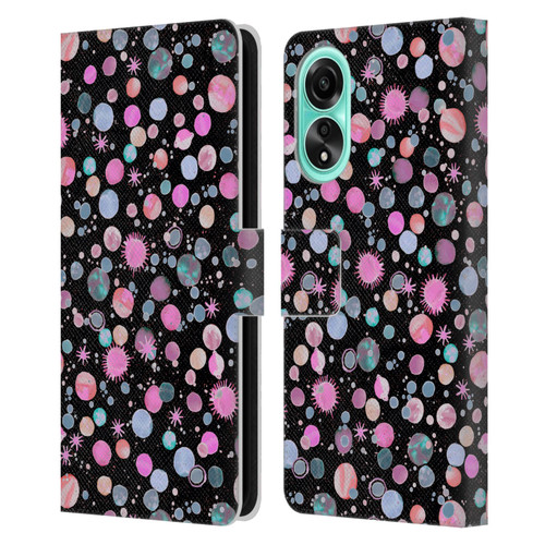 Ninola Colourful Patterns Space Planets Pink Leather Book Wallet Case Cover For OPPO A78 4G