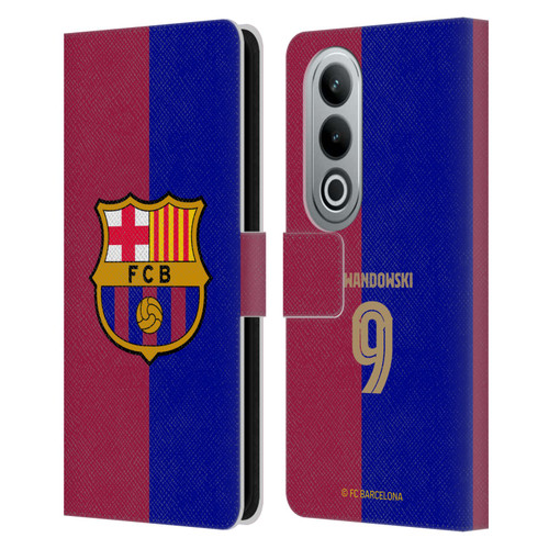 FC Barcelona 2024/25 Players Home Kit Robert Lewandowski Leather Book Wallet Case Cover For OPPO OnePlus Ace 3V 5G