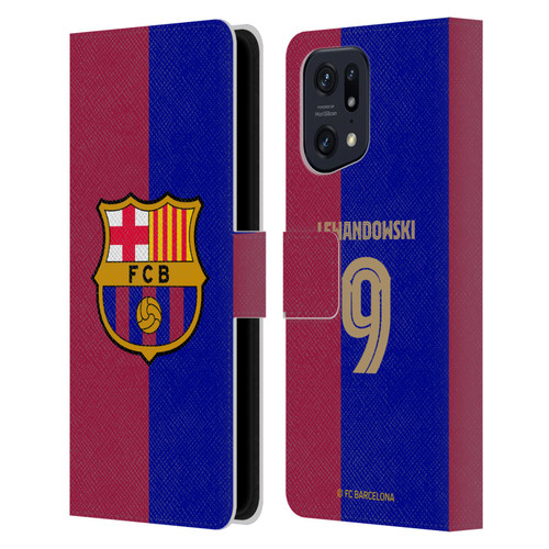 FC Barcelona 2024/25 Players Home Kit Robert Lewandowski Leather Book Wallet Case Cover For OPPO Find X5