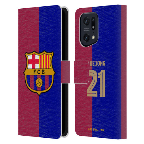 FC Barcelona 2024/25 Players Home Kit Frenkie de Jong Leather Book Wallet Case Cover For OPPO Find X5 Pro