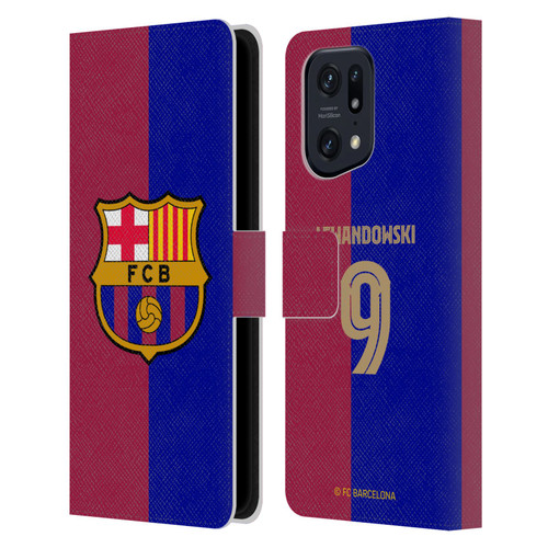 FC Barcelona 2024/25 Players Home Kit Robert Lewandowski Leather Book Wallet Case Cover For OPPO Find X5 Pro