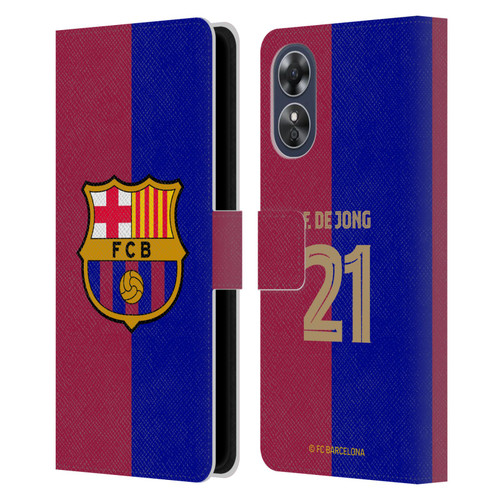 FC Barcelona 2024/25 Players Home Kit Frenkie de Jong Leather Book Wallet Case Cover For OPPO A17