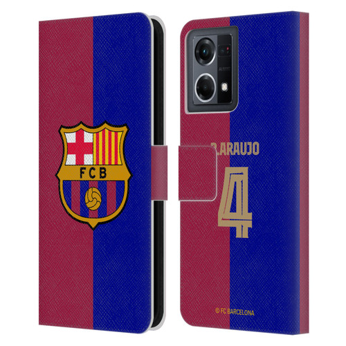 FC Barcelona 2024/25 Players Home Kit Ronald Araújo Leather Book Wallet Case Cover For OPPO Reno8 4G