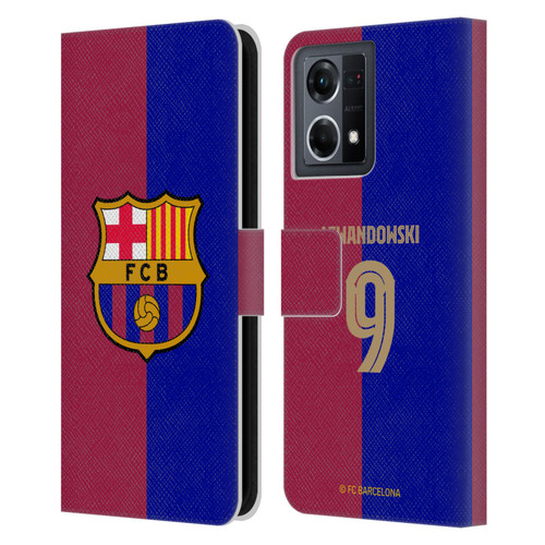 FC Barcelona 2024/25 Players Home Kit Robert Lewandowski Leather Book Wallet Case Cover For OPPO Reno8 4G
