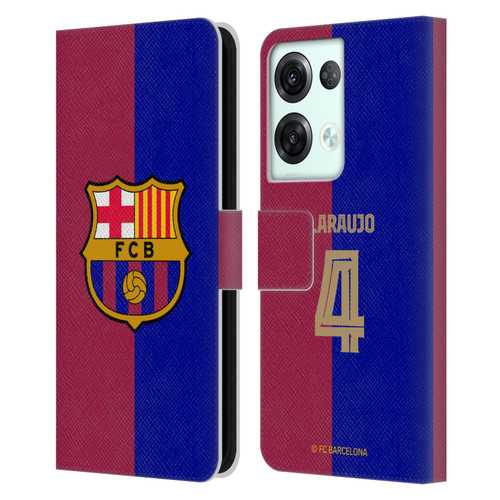 FC Barcelona 2024/25 Players Home Kit Ronald Araújo Leather Book Wallet Case Cover For OPPO Reno8 Pro