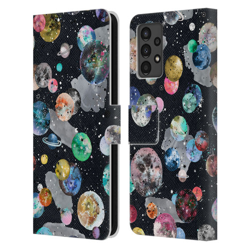 Ninola Colourful Patterns Space Planets Black Leather Book Wallet Case Cover For Samsung Galaxy A13 (2022)