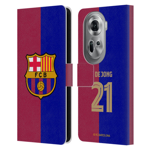 FC Barcelona 2024/25 Players Home Kit Frenkie de Jong Leather Book Wallet Case Cover For OPPO Reno11 Pro