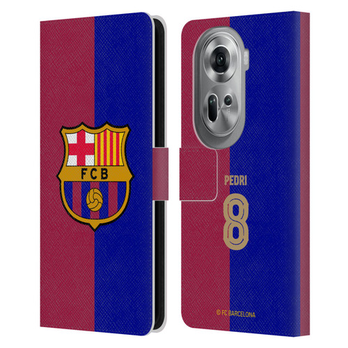 FC Barcelona 2024/25 Players Home Kit Pedri Leather Book Wallet Case Cover For OPPO Reno11 Pro