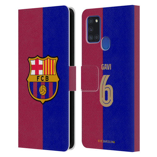 FC Barcelona 2024/25 Players Home Kit Gavi Leather Book Wallet Case Cover For Samsung Galaxy A21s (2020)
