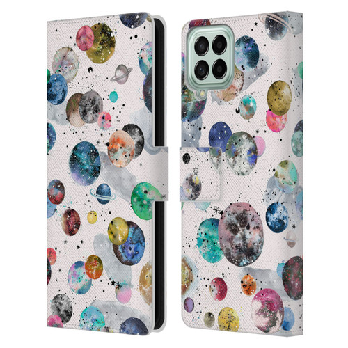 Ninola Colourful Patterns Space Planets White Leather Book Wallet Case Cover For Samsung Galaxy M53 (2022)
