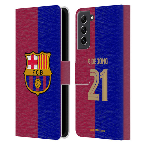 FC Barcelona 2024/25 Players Home Kit Frenkie de Jong Leather Book Wallet Case Cover For Samsung Galaxy S21 FE 5G