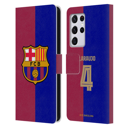 FC Barcelona 2024/25 Players Home Kit Ronald Araújo Leather Book Wallet Case Cover For Samsung Galaxy S21 Ultra 5G