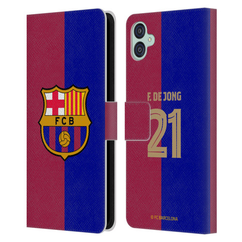 FC Barcelona 2024/25 Players Home Kit Frenkie de Jong Leather Book Wallet Case Cover For Samsung Galaxy M04 5G / A04e