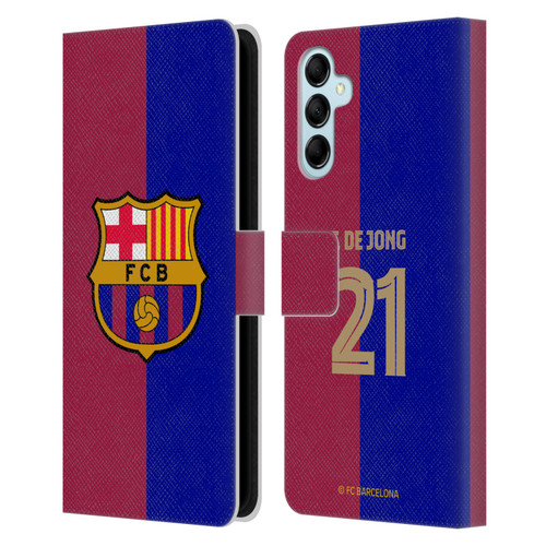 FC Barcelona 2024/25 Players Home Kit Frenkie de Jong Leather Book Wallet Case Cover For Samsung Galaxy M14 5G