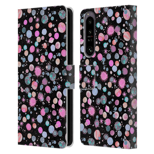 Ninola Colourful Patterns Space Planets Pink Leather Book Wallet Case Cover For Sony Xperia 1 IV