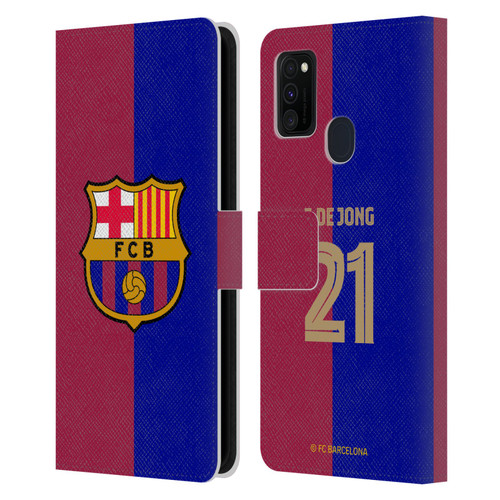 FC Barcelona 2024/25 Players Home Kit Frenkie de Jong Leather Book Wallet Case Cover For Samsung Galaxy M30s (2019)/M21 (2020)