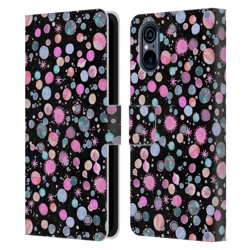 Ninola Colourful Patterns Space Planets Pink Leather Book Wallet Case Cover For Sony Xperia 5 V 5G