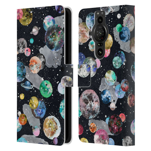 Ninola Colourful Patterns Space Planets Black Leather Book Wallet Case Cover For Sony Xperia Pro-I