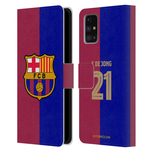 FC Barcelona 2024/25 Players Home Kit Frenkie de Jong Leather Book Wallet Case Cover For Samsung Galaxy M31s (2020)