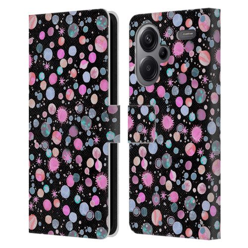 Ninola Colourful Patterns Space Planets Pink Leather Book Wallet Case Cover For Xiaomi Redmi Note 13 Pro Plus 5G