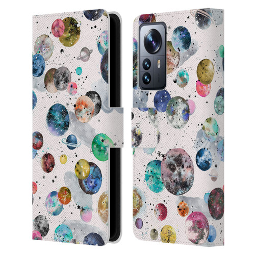 Ninola Colourful Patterns Space Planets White Leather Book Wallet Case Cover For Xiaomi 12 Pro