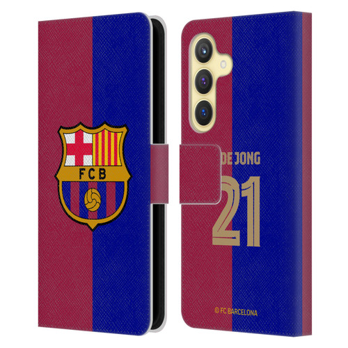 FC Barcelona 2024/25 Players Home Kit Frenkie de Jong Leather Book Wallet Case Cover For Samsung Galaxy S24 5G