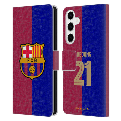 FC Barcelona 2024/25 Players Home Kit Frenkie de Jong Leather Book Wallet Case Cover For Samsung Galaxy S24+ 5G