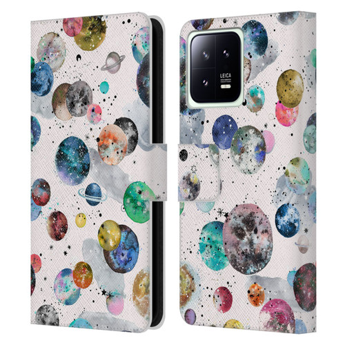 Ninola Colourful Patterns Space Planets White Leather Book Wallet Case Cover For Xiaomi 13 5G