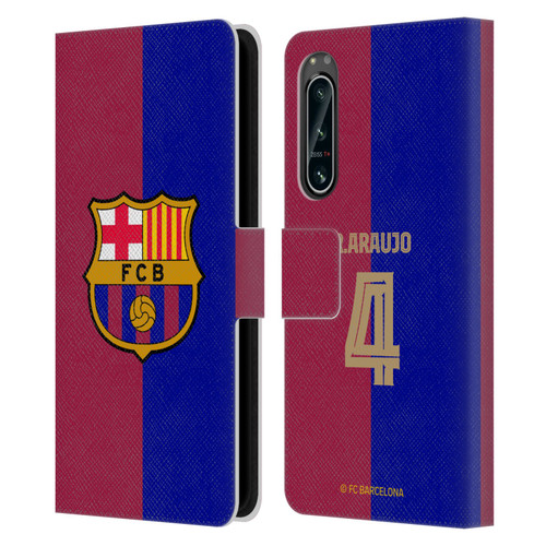 FC Barcelona 2024/25 Players Home Kit Ronald Araújo Leather Book Wallet Case Cover For Sony Xperia 5 IV