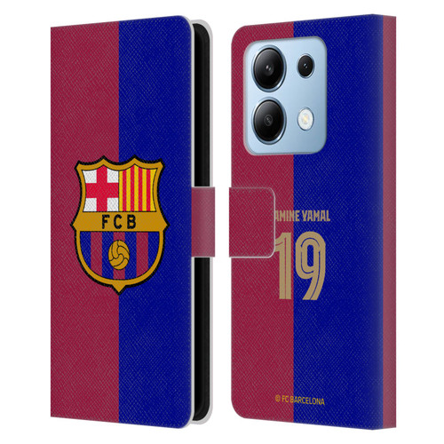 FC Barcelona 2024/25 Players Home Kit Lamine Yamal Leather Book Wallet Case Cover For Xiaomi Redmi Note 13/13 Pro 5G
