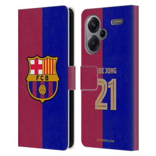 FC Barcelona 2024/25 Players Home Kit Frenkie de Jong Leather Book Wallet Case Cover For Xiaomi Redmi Note 13 Pro Plus 5G