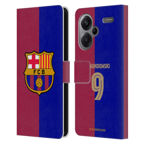 FC Barcelona 2024/25 Players Home Kit Robert Lewandowski Leather Book Wallet Case Cover For Xiaomi Redmi Note 13 Pro Plus 5G