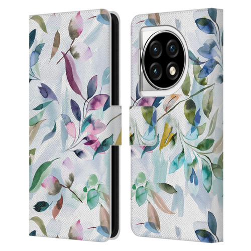Ninola Garden Watercolor Leaves Leather Book Wallet Case Cover For OPPO OnePlus Ace 3 5G