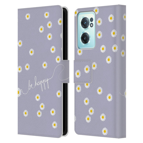 Monika Strigel Happy Daisy Lavender Leather Book Wallet Case Cover For OnePlus Nord CE 2 5G
