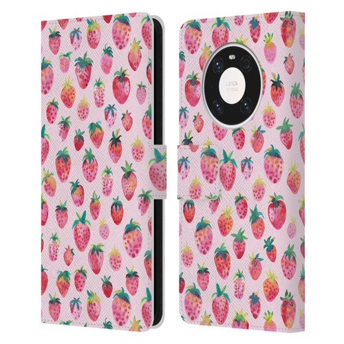 Ninola Mix Patterns Summer Strawberries Leather Book Wallet Case Cover For Huawei Mate 40 Pro 5G