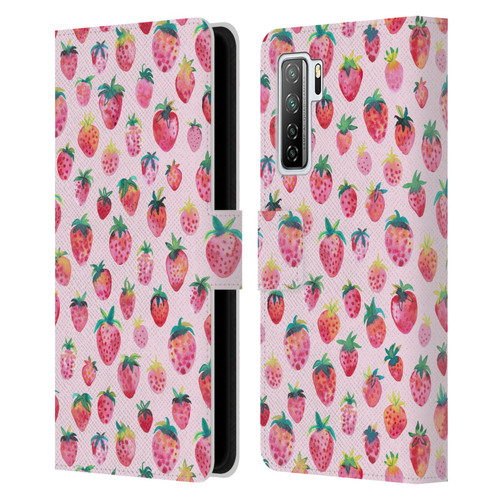 Ninola Mix Patterns Summer Strawberries Leather Book Wallet Case Cover For Huawei Nova 7 SE/P40 Lite 5G
