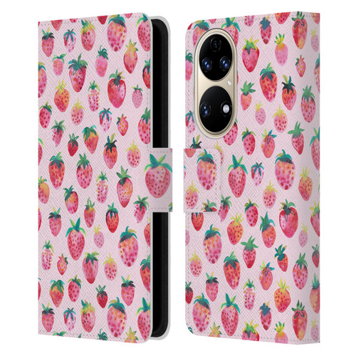 Ninola Mix Patterns Summer Strawberries Leather Book Wallet Case Cover For Huawei P50
