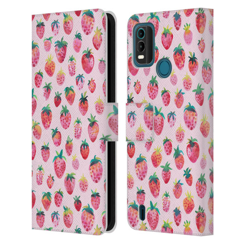 Ninola Mix Patterns Summer Strawberries Leather Book Wallet Case Cover For Nokia G11 Plus