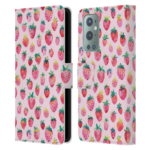 Ninola Mix Patterns Summer Strawberries Leather Book Wallet Case Cover For OnePlus 9