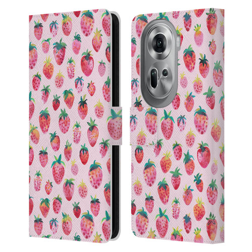 Ninola Mix Patterns Summer Strawberries Leather Book Wallet Case Cover For OPPO Reno11 Pro